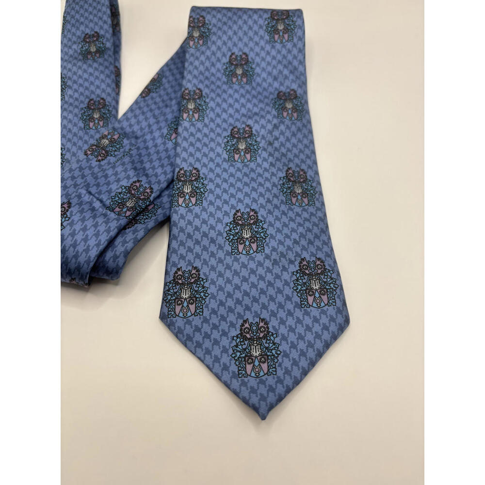 Ecco L'Italia Men's Silk Tie - New Standard Blue Lavender Patterned Design